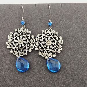 Elegant Silver and Blue Dangle Earrings